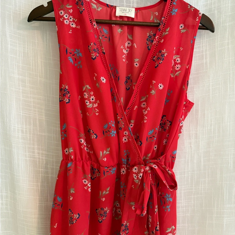 Sienna Sky Red Floral Wrap Blouse